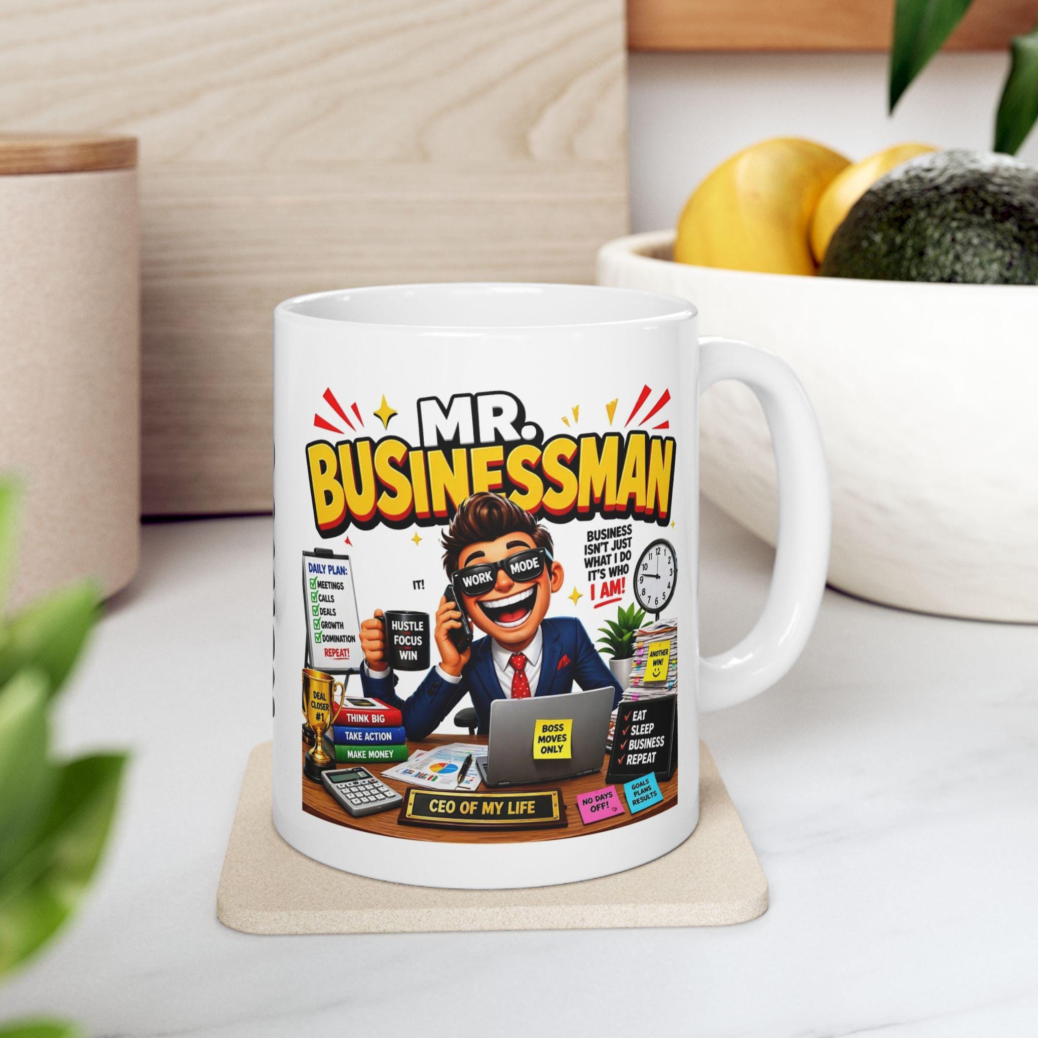 Mr Business Man Workaholic Personalised Funny Mug Boss Gif Cup