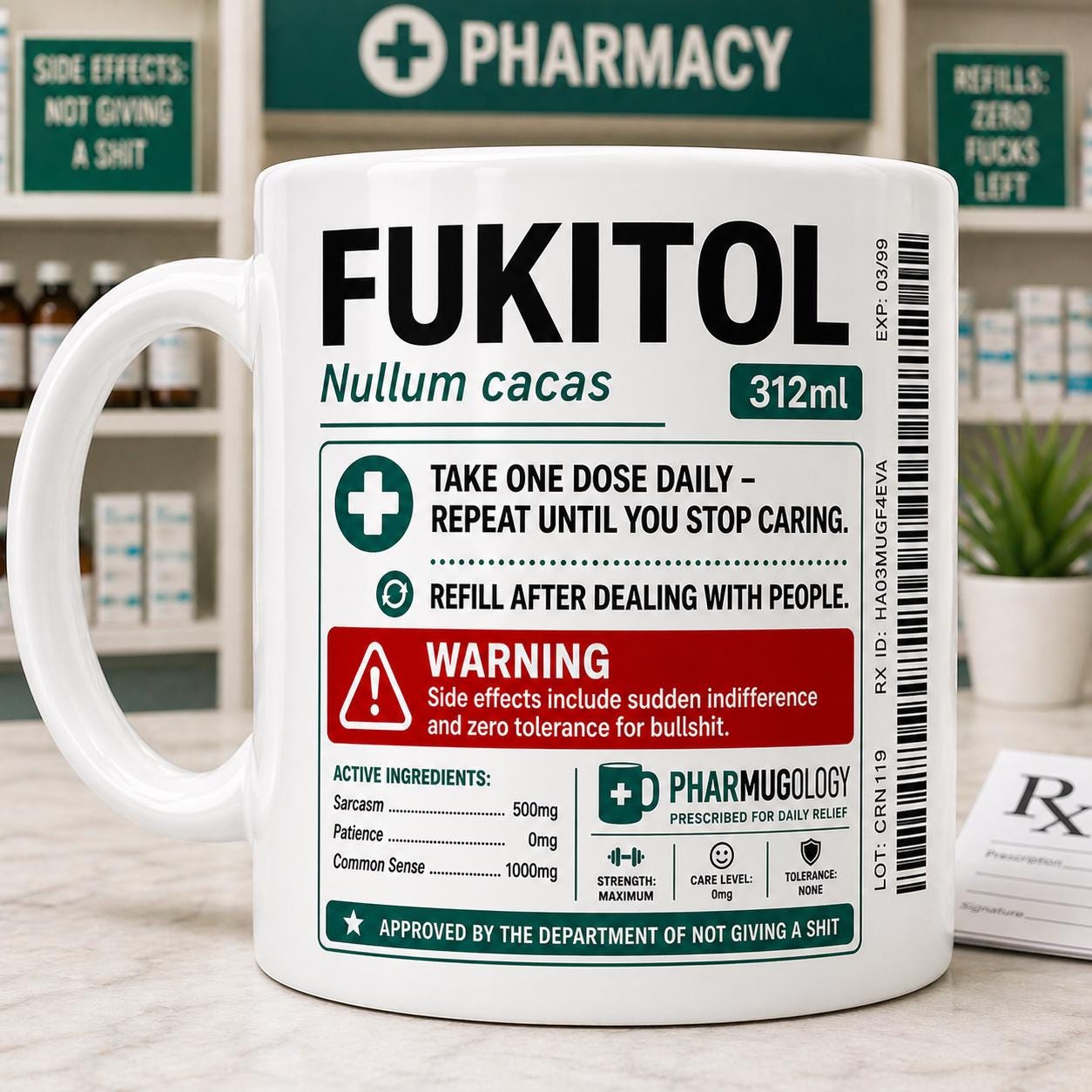 Funny FUKITOL Mug, Sarcastic Coffee Mug, Rude Novelty Mug, Funny Gift for Coworker, Office Humour Mug, Secret Santa Gift, Gag Gift 11oz