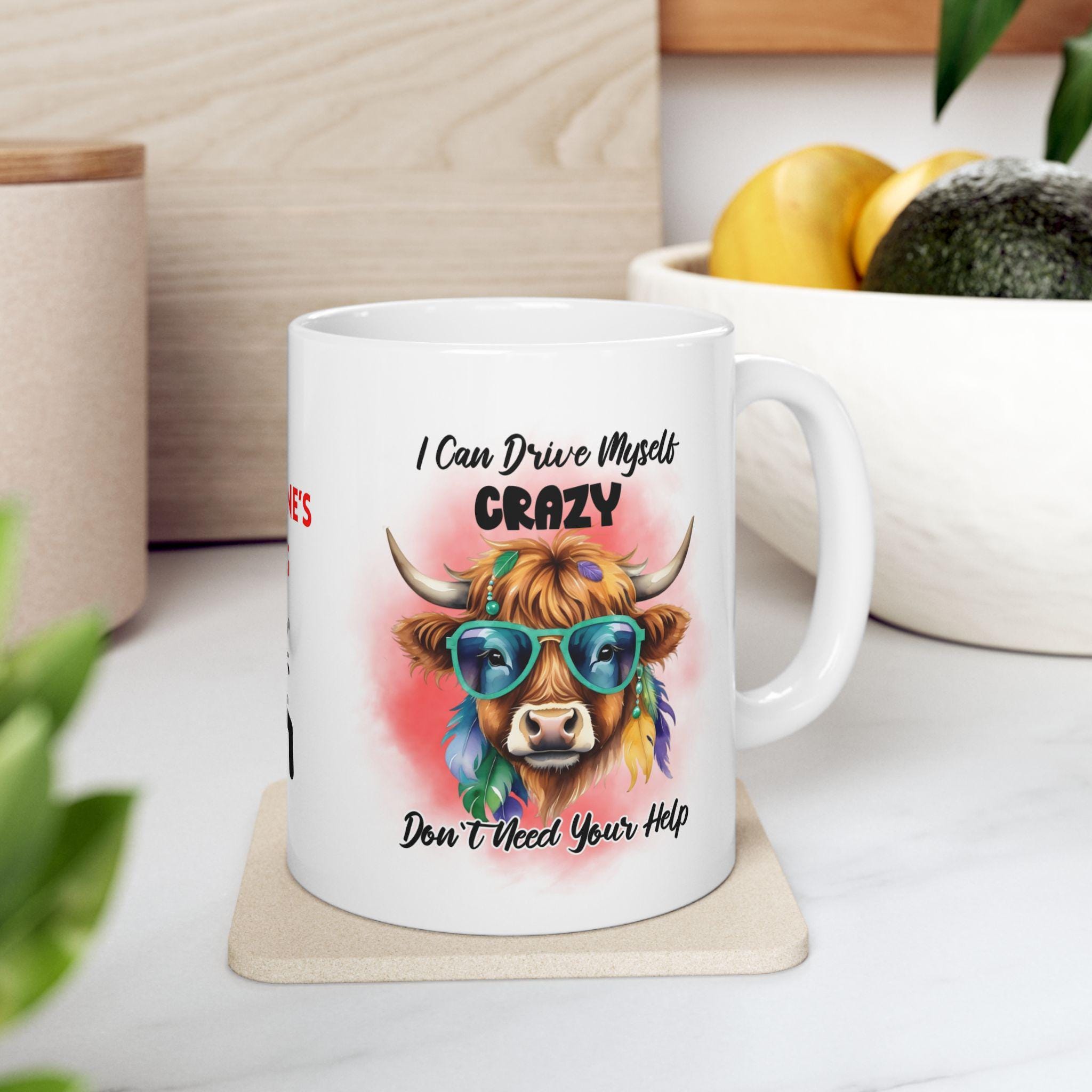 Personalised Highland Cow Mug, Sarcastic Gift