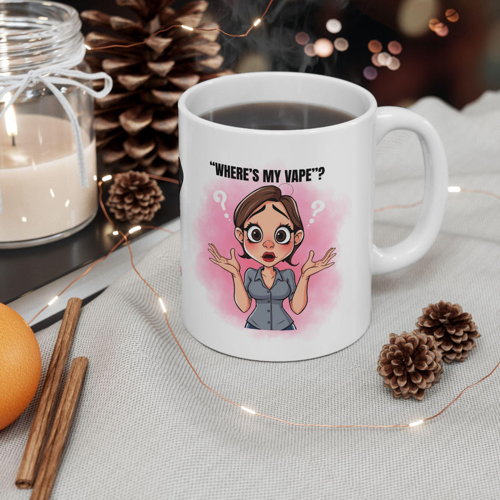 Personalised Where's My Vape Mug: Novelty Gift, her, fun.