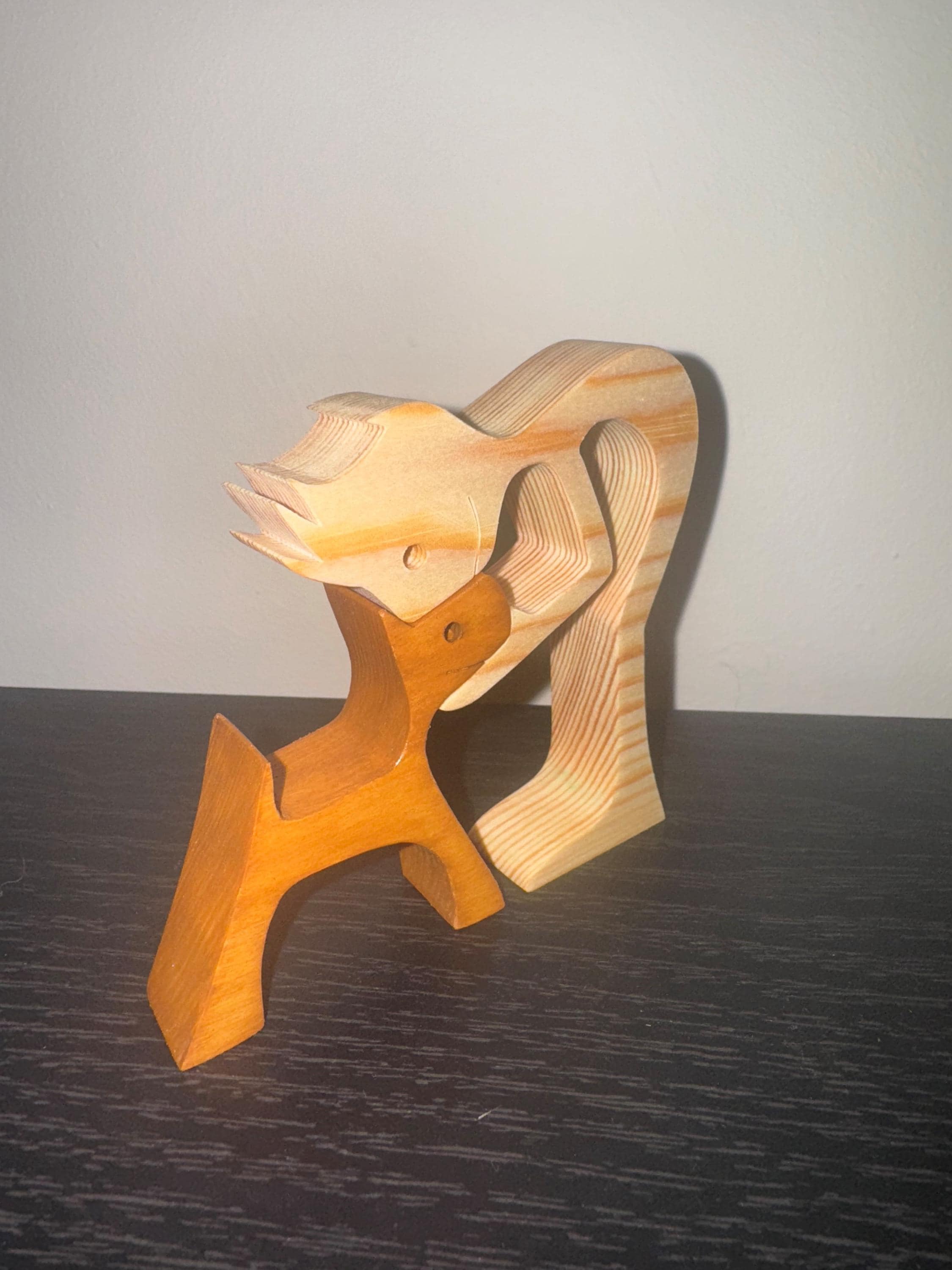 Man and dog, Wooden sculpture, Hand made,  Craftmanship, Animal, Dog, Unique