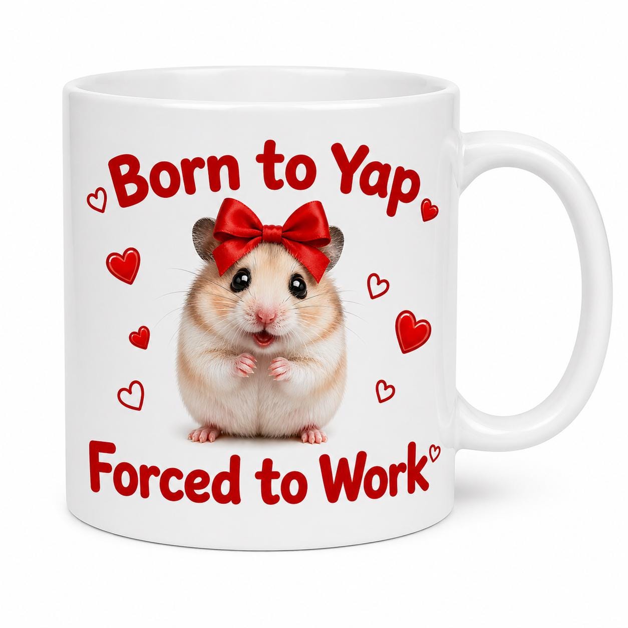 Personalised Born To Yap Forced To Work Mug Hamster Cute Custom Viral Meme Cup 11oz