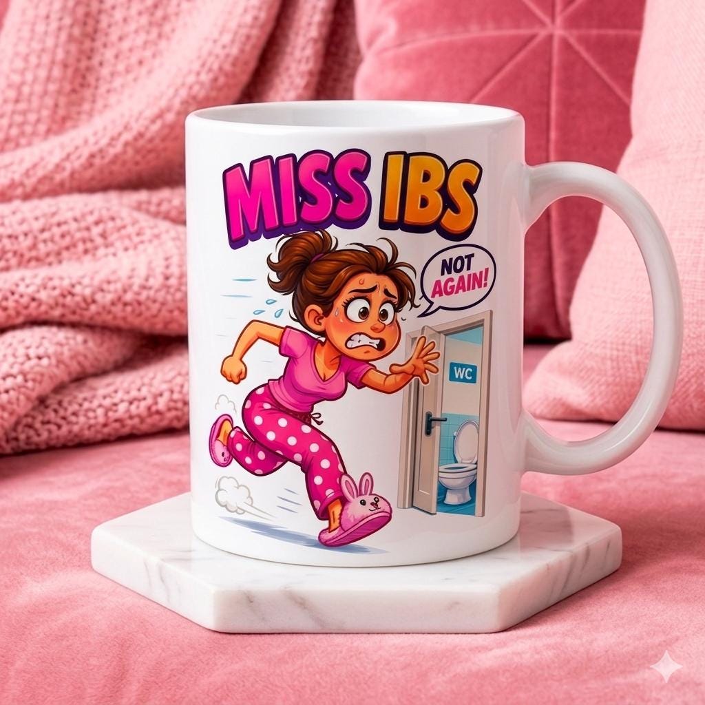Personalised Miss IBS Mug, Funny Toilet Humour Gift, 11oz Ceramic