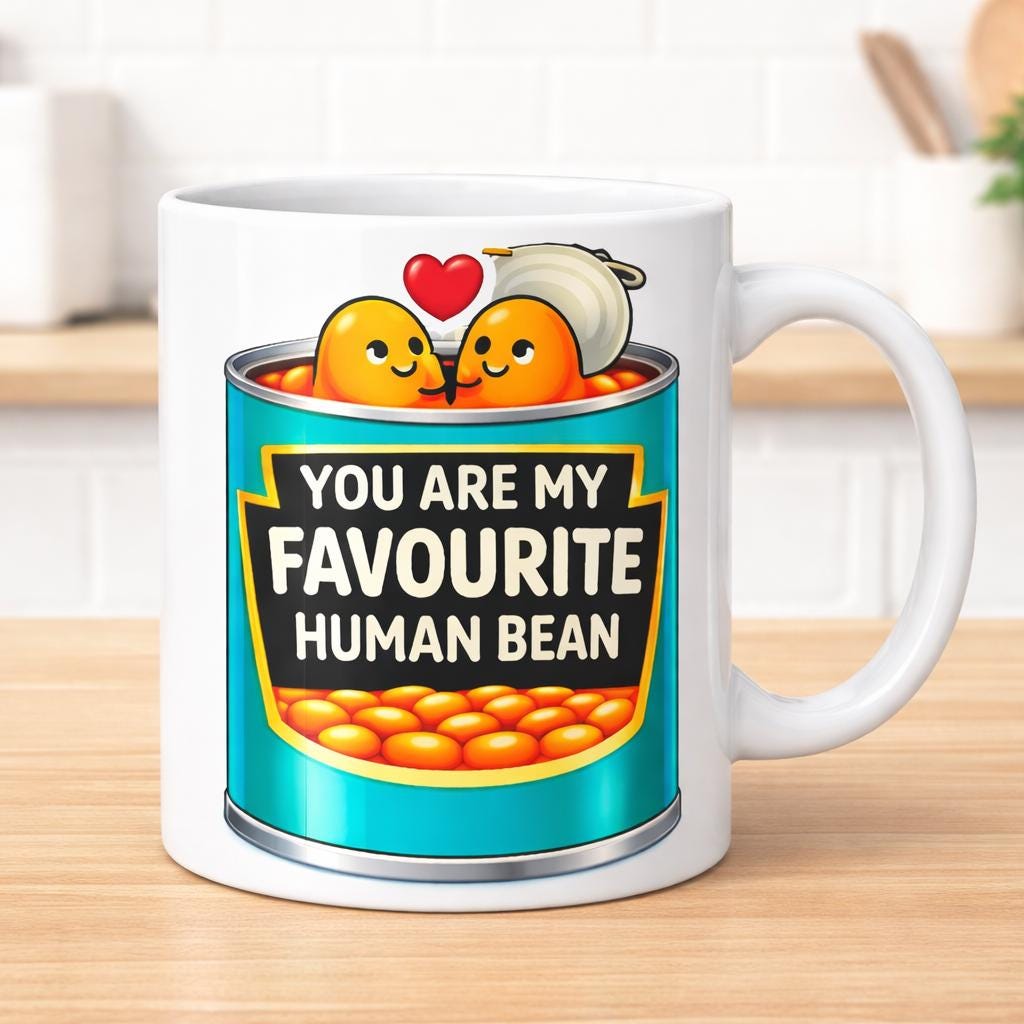 You are my favourite human bean mug, personalised, fun, love, Anniversary, Birthday. Funny, White Ceramic 11oz