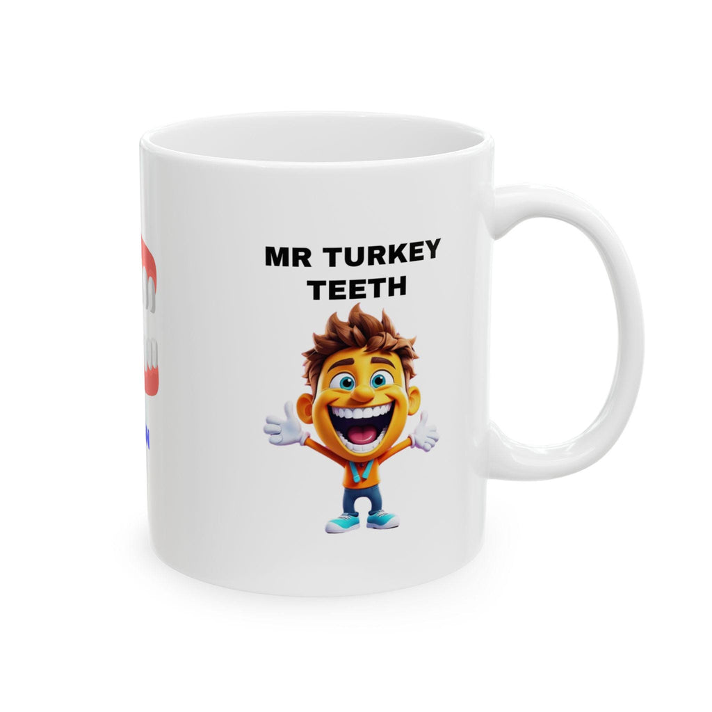 Mr Turkey Teeth Mug: Personalised Fun Gift, 11oz Ceramic Coffee Cup Drinkware