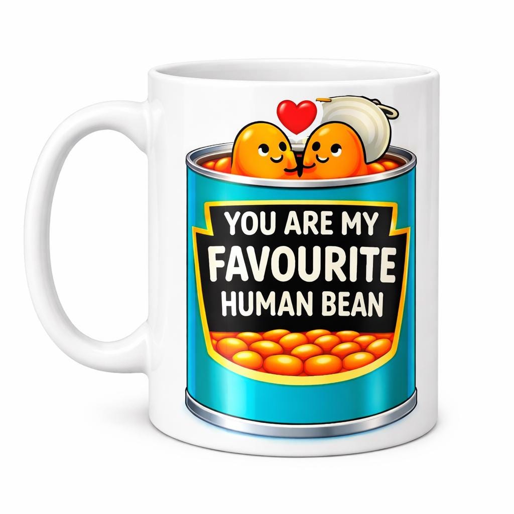 You are my favourite human bean mug, personalised, fun, love, Anniversary, Birthday. Funny, White Ceramic 11oz
