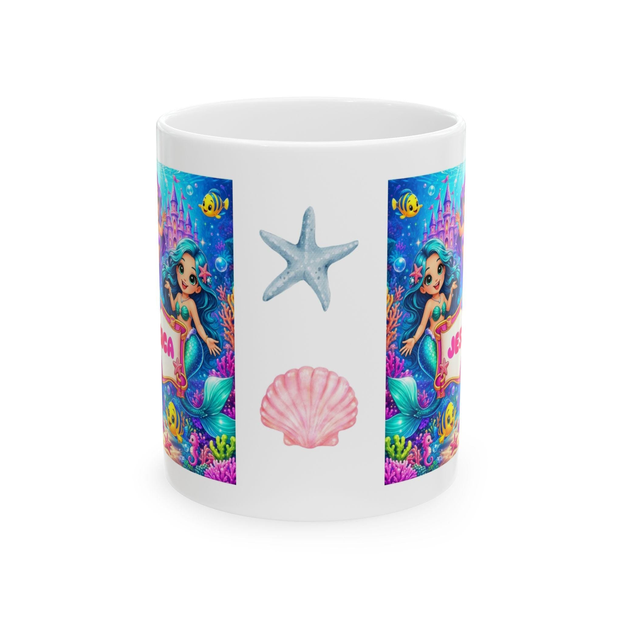 Personalised Children's Mermaid Mug, 11oz Ceramic, Boy, Girl, Sea, Ocean