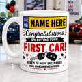 Personalised First Car Mug, Congratulations on Your New Car Gift, Custom Name Number Plate Mug, New Driver Gift, First Car Present 11oz Cup