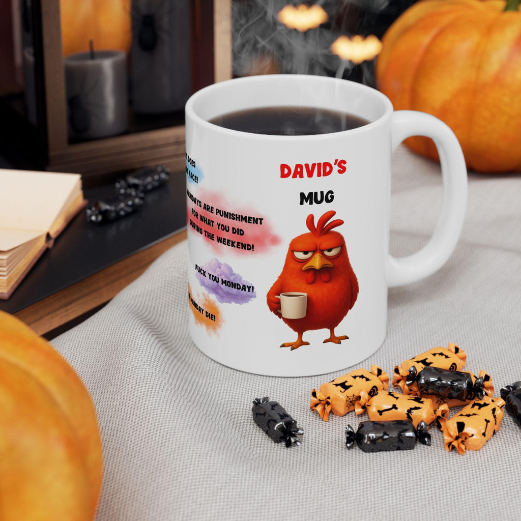 Personalised hate Monday mug quotes, gift, Christmas, Birthday,