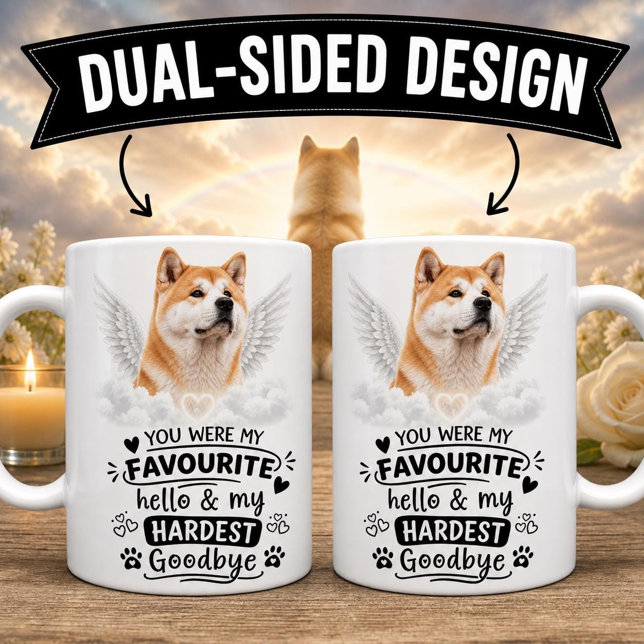 Personalised Akita Memorial Mug Personalised, Pet Loss Gift, Dog Remembrance Mug, Favourite Hello Hardest Goodbye 11oz