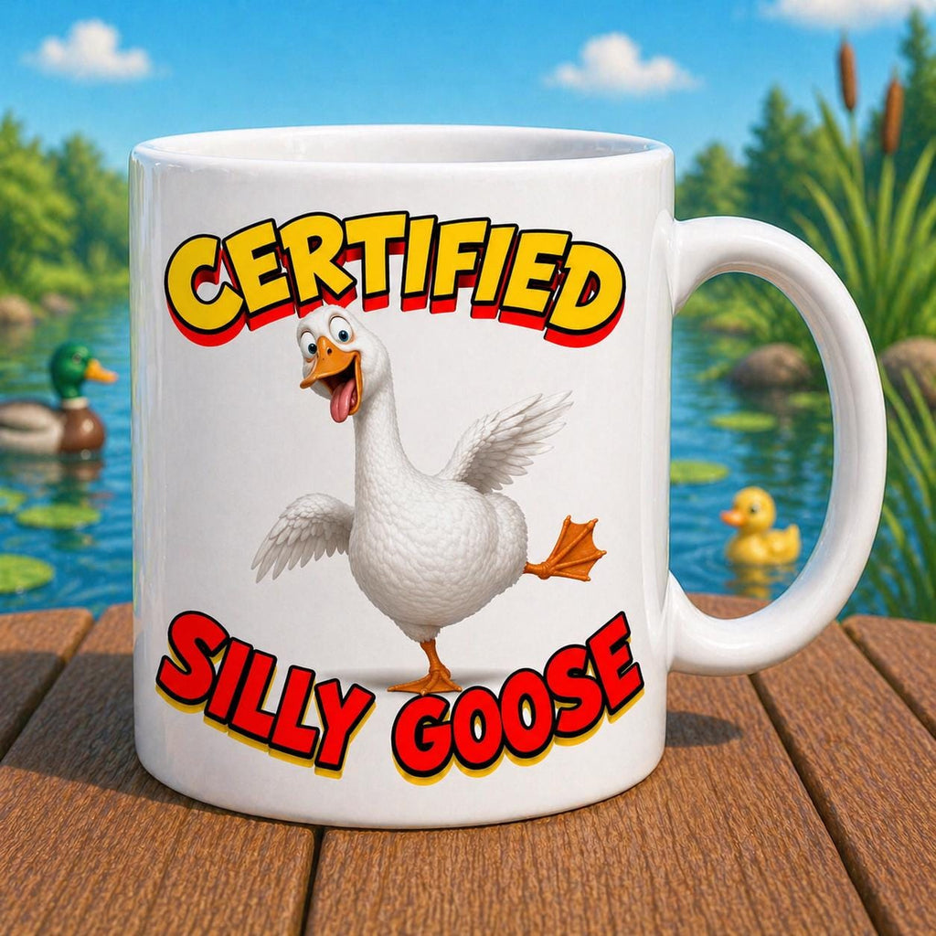 Certified silly goose mug, funny meme gift, 11oz cup.