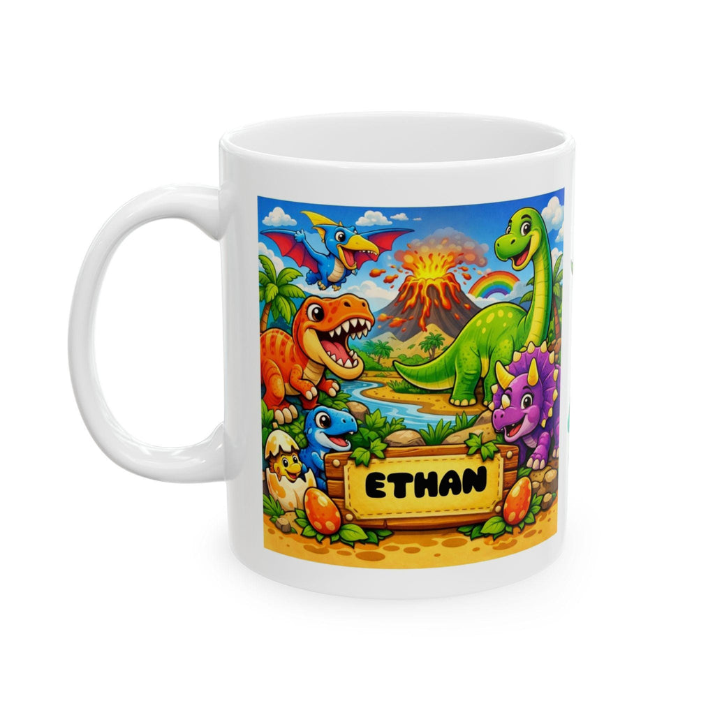 Personalised Children's Dinosaur Mug, 11oz Ceramic, Boy, Girl, Colurful