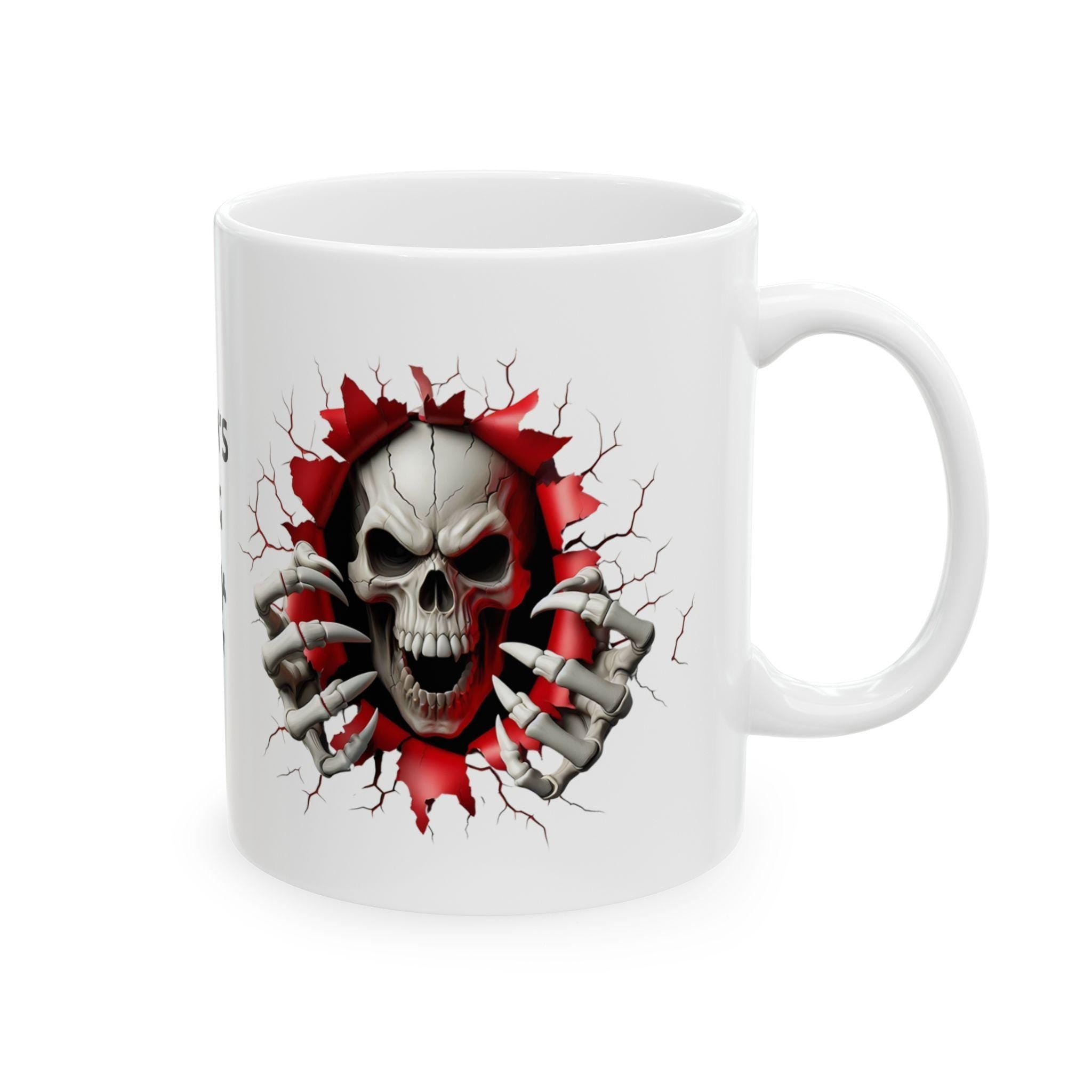 3D Skull Coffee Mug, Personalised Drinkware, Unique Design