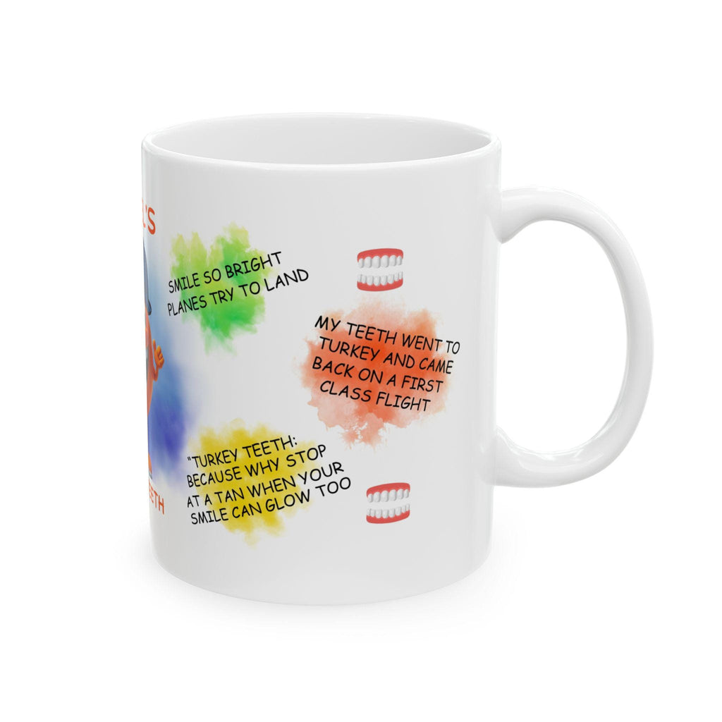 Personalised Turkey Teeth Jokes Mug, Funny Banter Gift