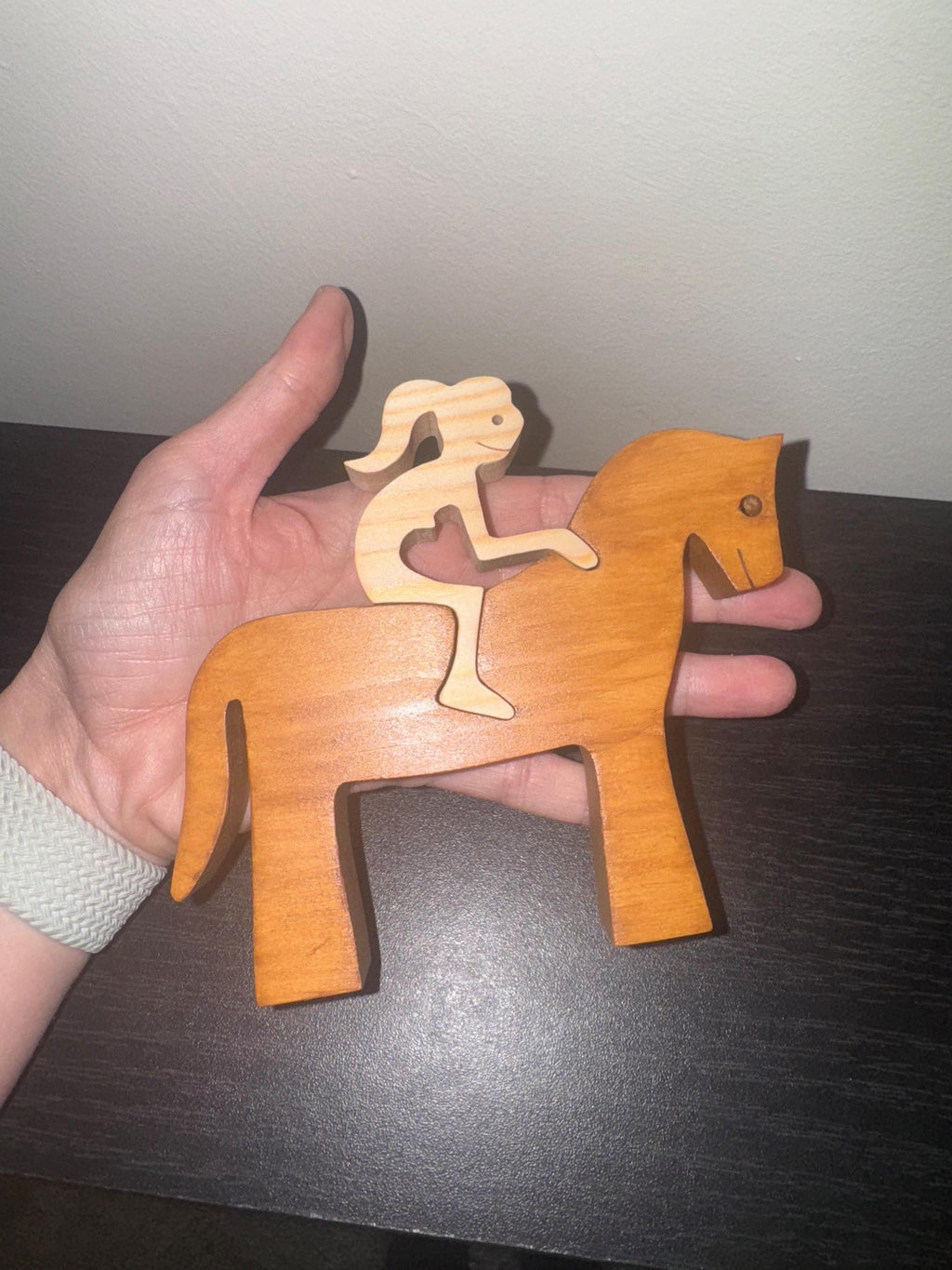 Woman on a Horse, Unique, Wooden figure, Hand made, Gift,  Craftmanship, Animal, Present