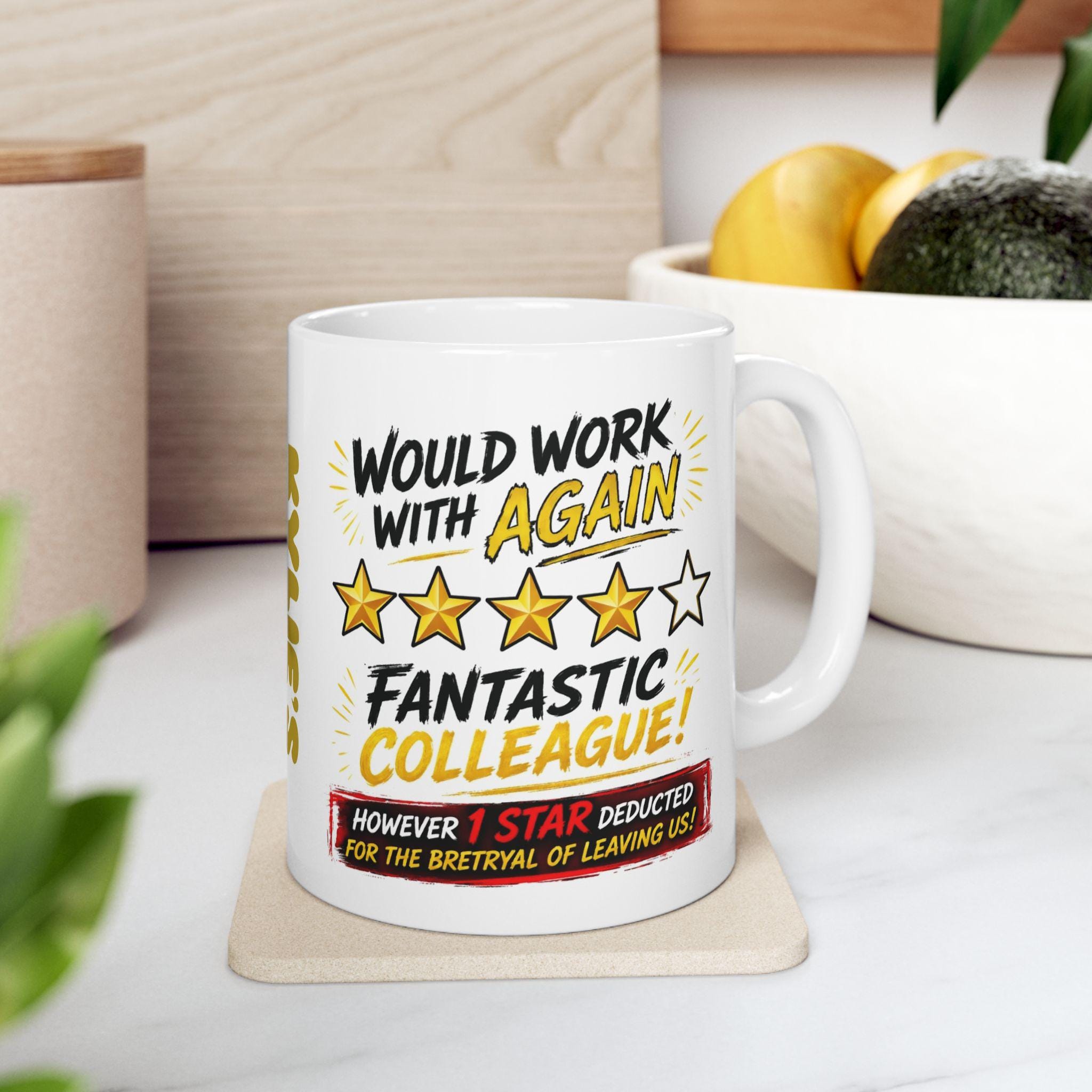 Personalised Would Work With Again Funny Farewell Mug, Leaver, Workplace, Retired, Office, 11oz Ceramic