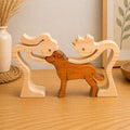 Man woman and Rottweiler wooden Sculpture, Hand made.