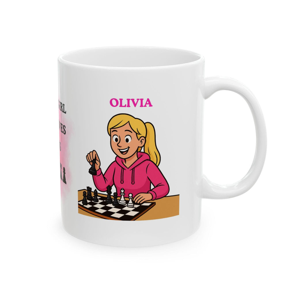 Personalised Chess Girl Mug, Game Lover Gift