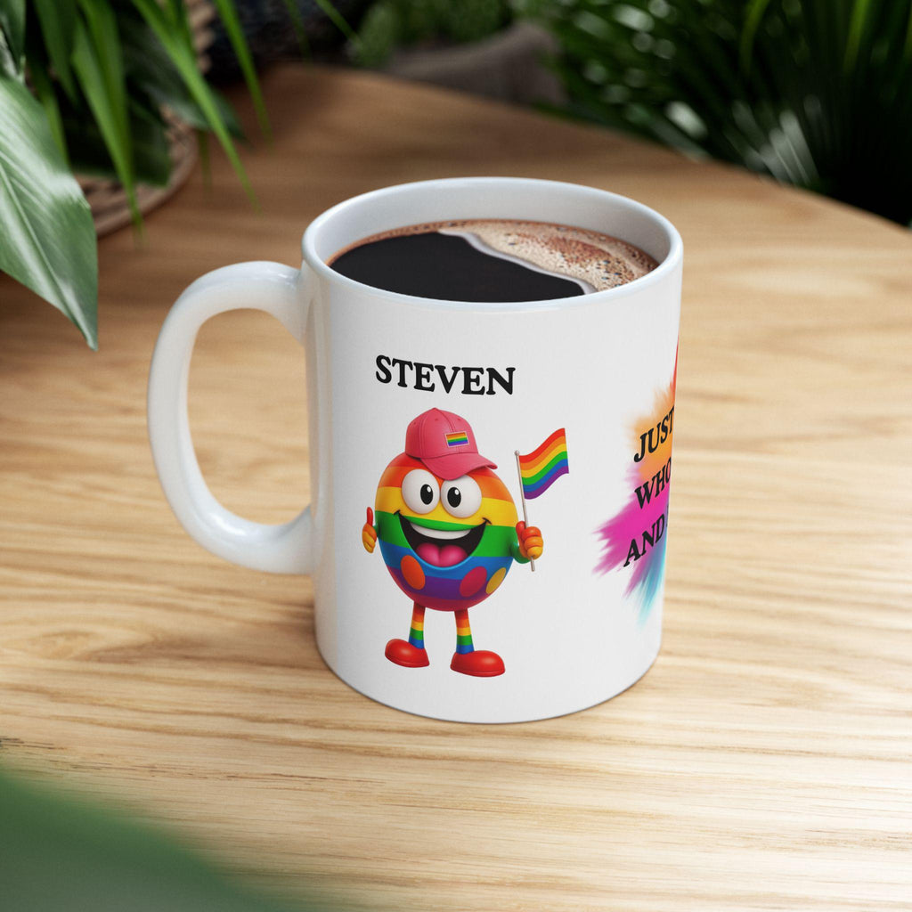 Just a guy who's gay and proud mug: Personalised LGBT Pride Gift