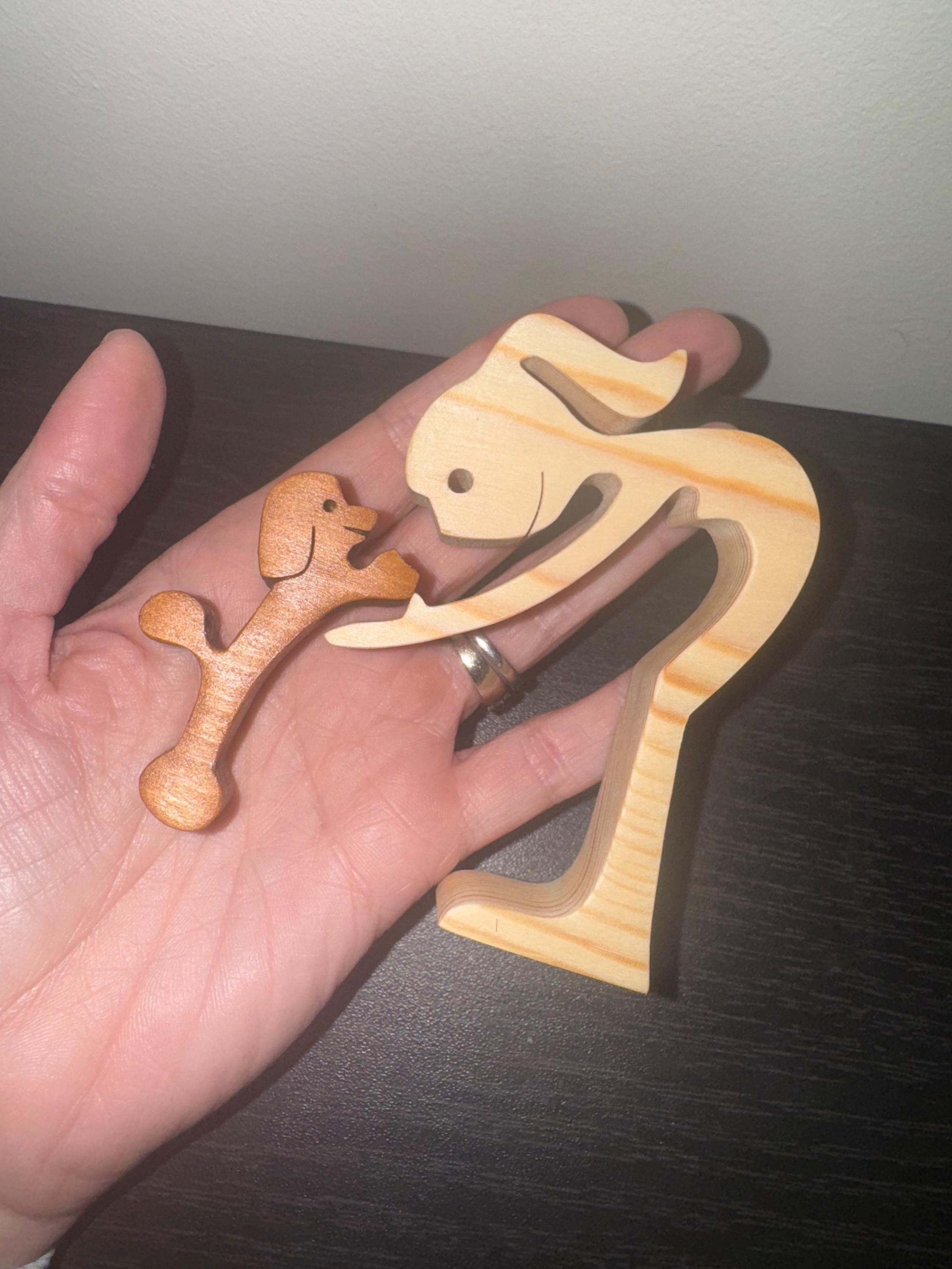 Woman and Poodle, Wooden sculpture, Hand made,  Craftmanship, Animal, Dog, Unique