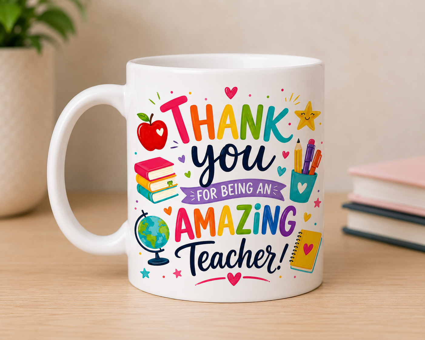 Teacher Appreciation Mug, personalised Thank You for being an amazing teacher, Double Sided 11oz mug, teacher gift ideas.