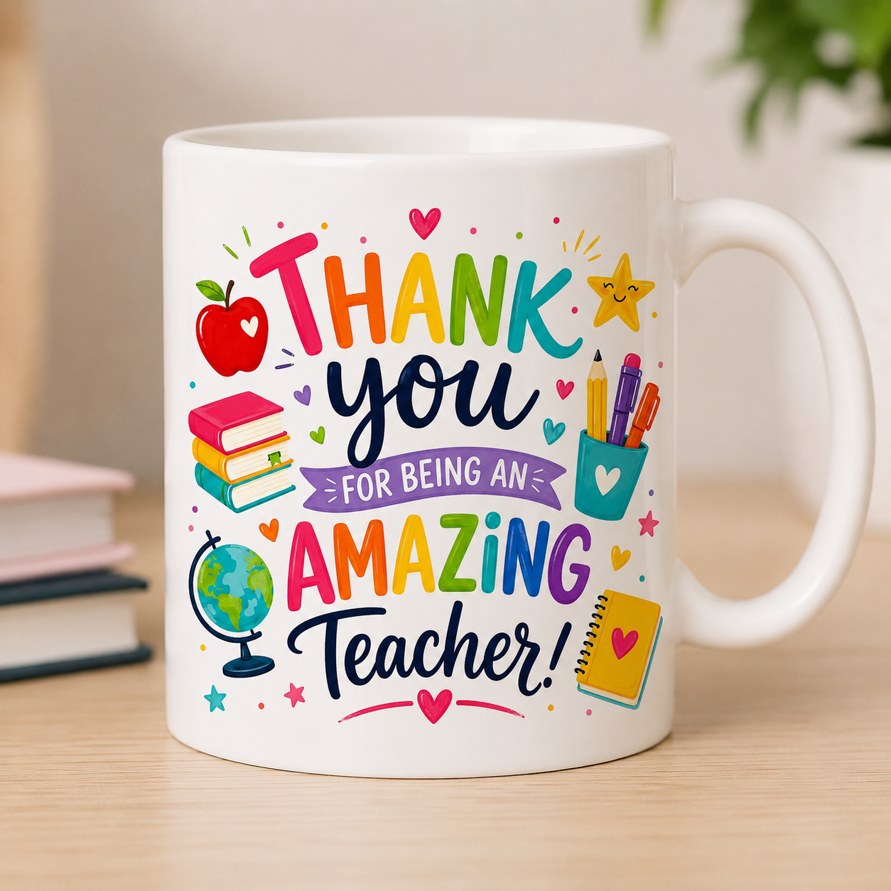 Teacher Appreciation Mug, personalised Thank You for being an amazing teacher, Double Sided 11oz mug, teacher gift ideas.
