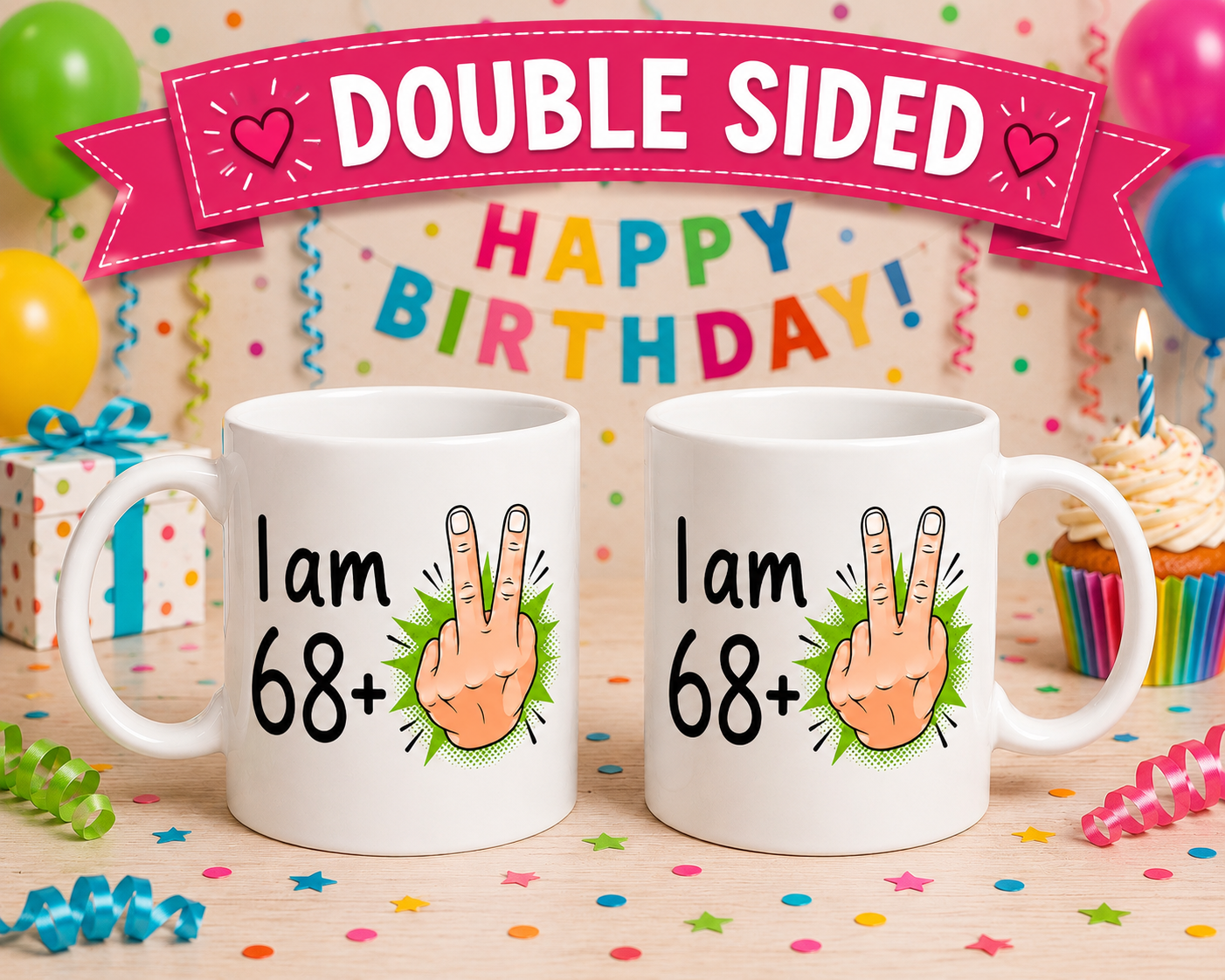 Funny Age Mug, 'I am 28, 38, 48, 58, 68+2', Choice of Ages, Novelty Coffee Mug, White Ceramic, Humorous Birthday Gift, Cup for Men & Women, Present, Age, 11oz