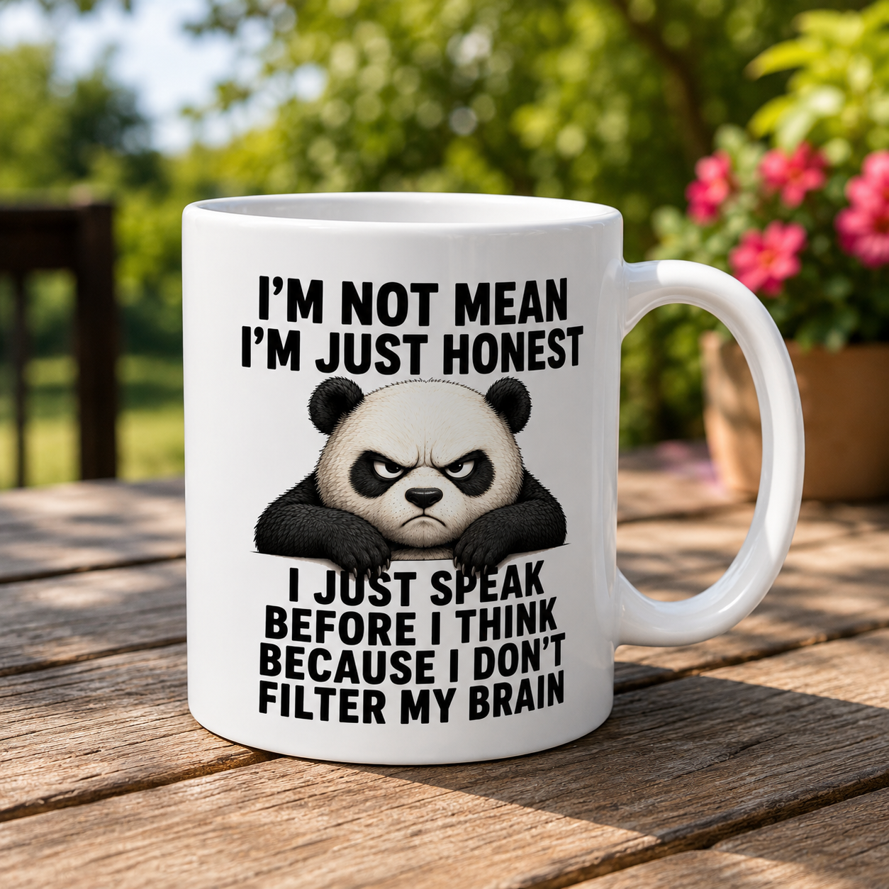 I'm not mean I'm just honest funny mug, panda sarcastic 11oz mug, angry panda, double sided design..