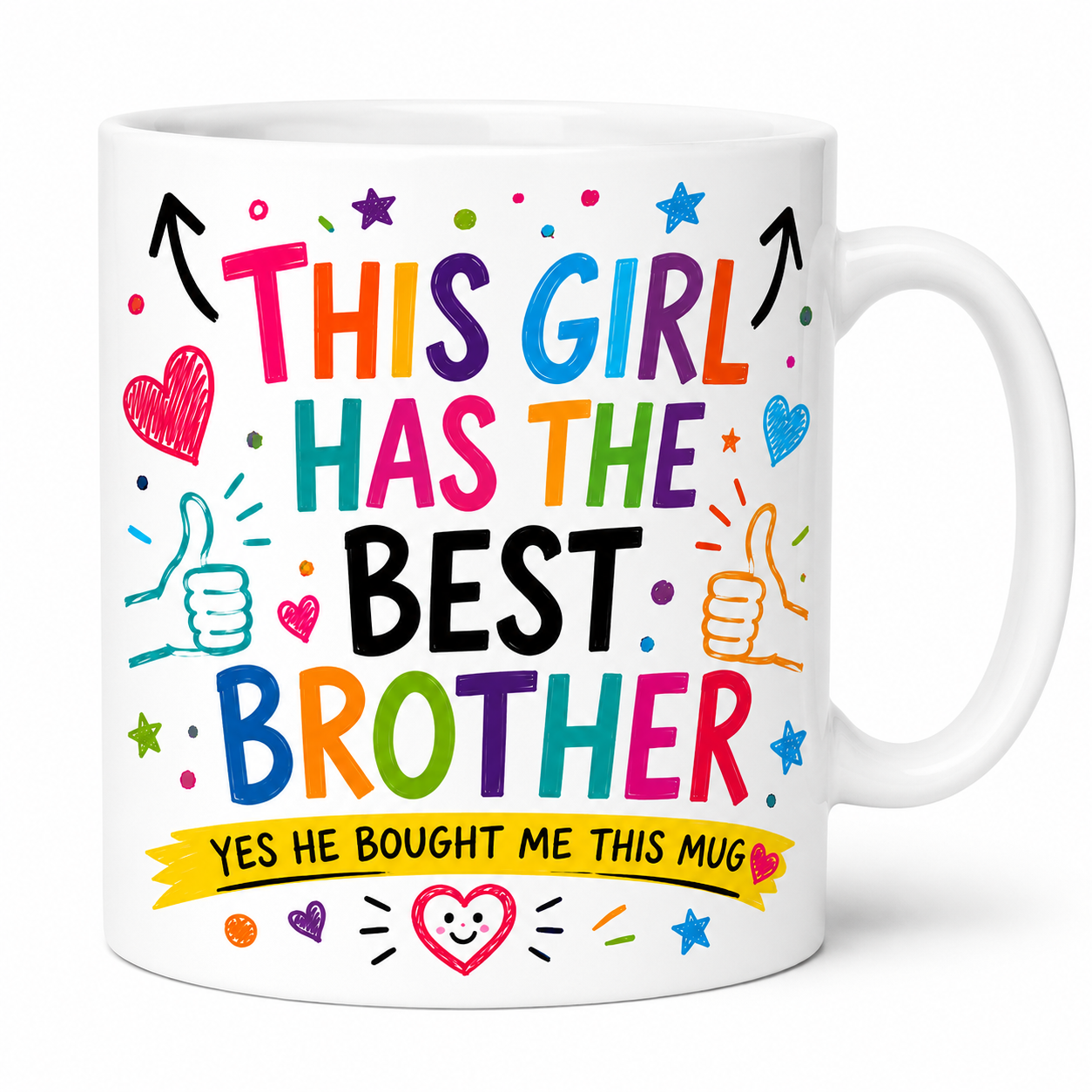 Funny Brother Mug – “This Girl Has The Best Brother” Mug – Cute Sister Gift from Brother – Colourful Coffee Cup, personalised, 11oz