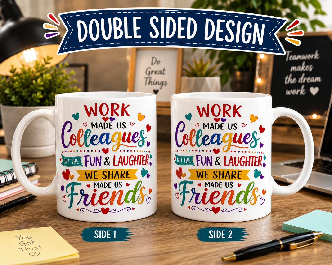 Work made us colleagues mug, personalised, co-worker leaving gift, 11oz