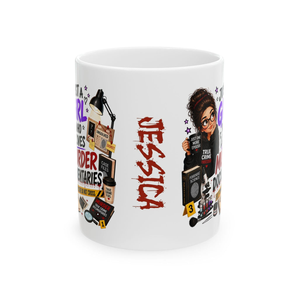 True Crime Documentary Lover Mug Personalised Name Cup Crime Scene Coffee Mug Funny Detective CSI Style Gift For Women Ceramic Tea Mug 11oz