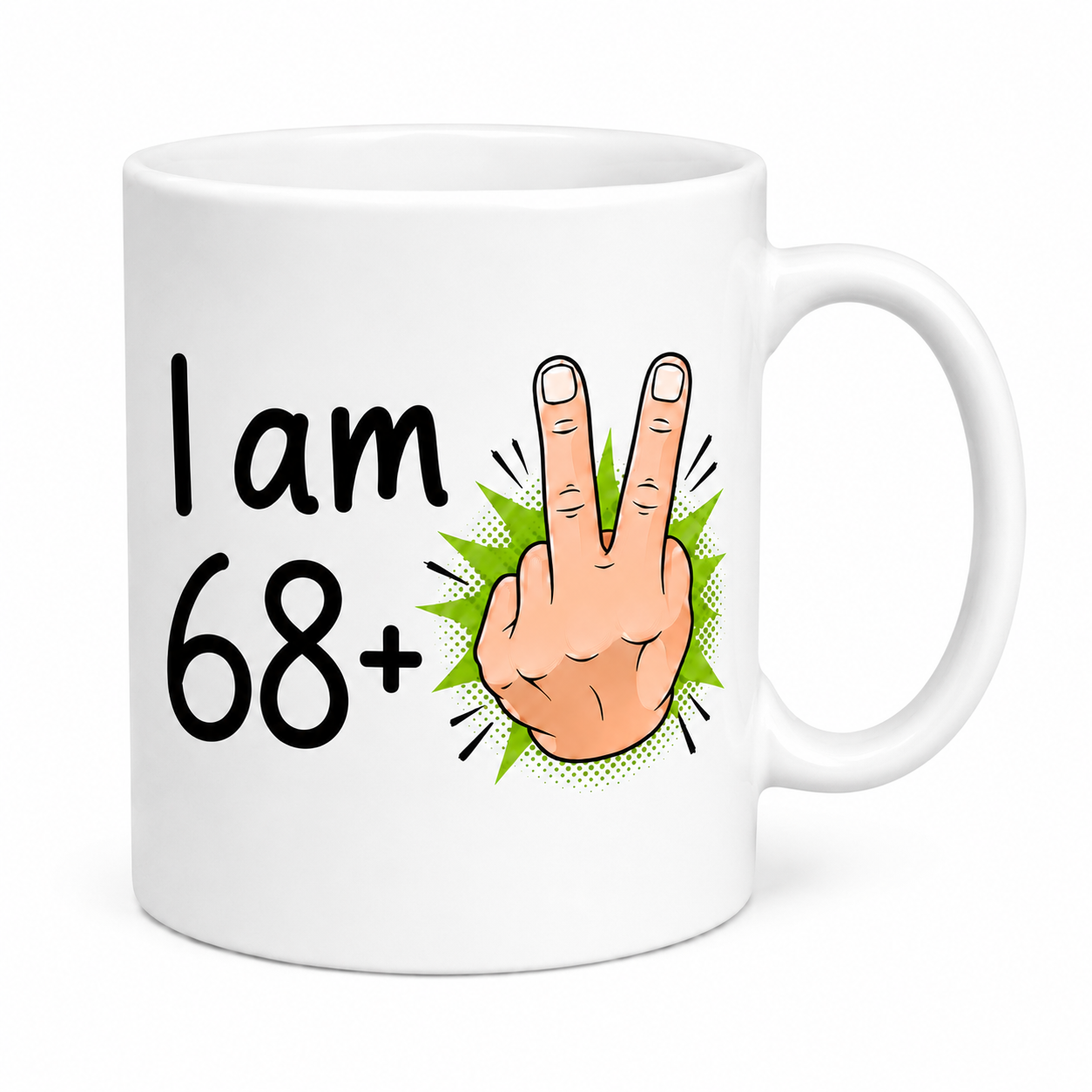 Funny Age Mug, 'I am 28, 38, 48, 58, 68+2', Choice of Ages, Novelty Coffee Mug, White Ceramic, Humorous Birthday Gift, Cup for Men & Women, Present, Age, 11oz