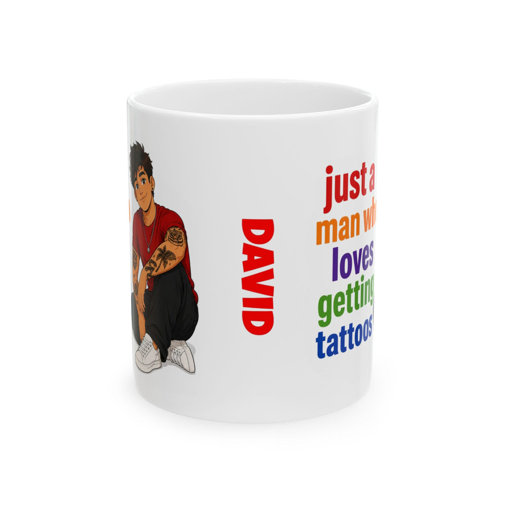 Personalised just a man who loves getting tattoos, ink, double sided ceramic coffee mug, tattoo lover (Copy)