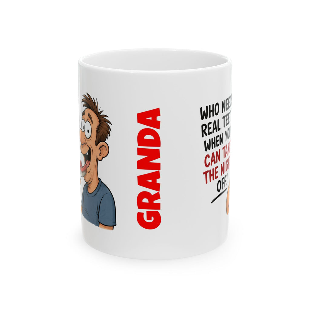 Personalised Funny False Teeth Mug – Double Sided Denture Cartoon Coffee Cup | Novelty Gift for Denture Wearers, 11oz mug