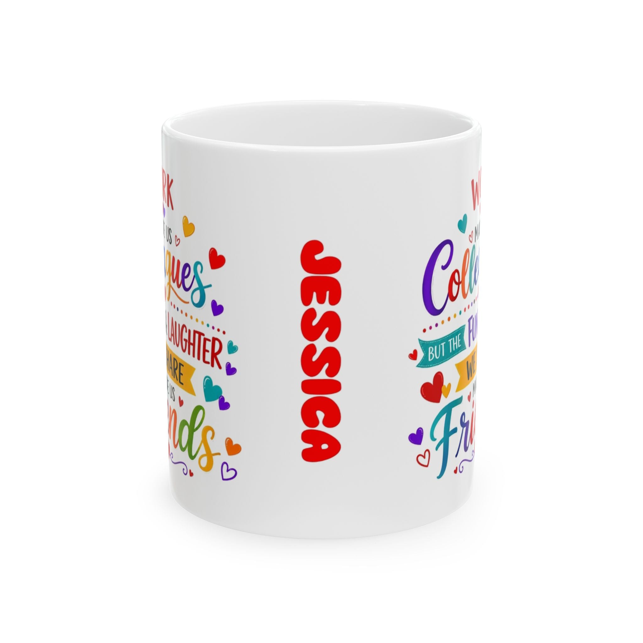 Work made us colleagues mug, personalised, co-worker leaving gift, 11oz