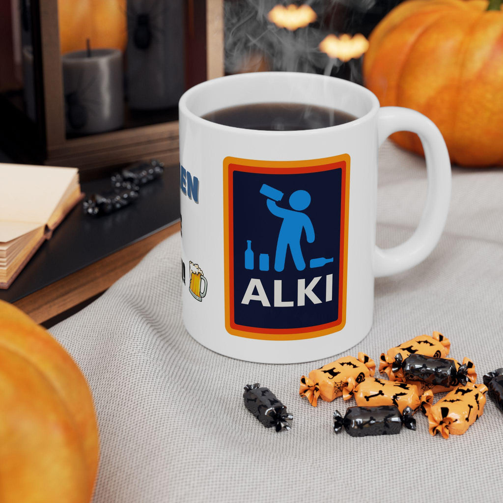Personalised Alki Alcohol Alcoholic Mug, Funny, Him, Mr, Mrs, Miss, Secret Santa, 11oz Ceramic