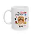 Cockapoo dog mug, my heart belongs to a cockapoo, personalised