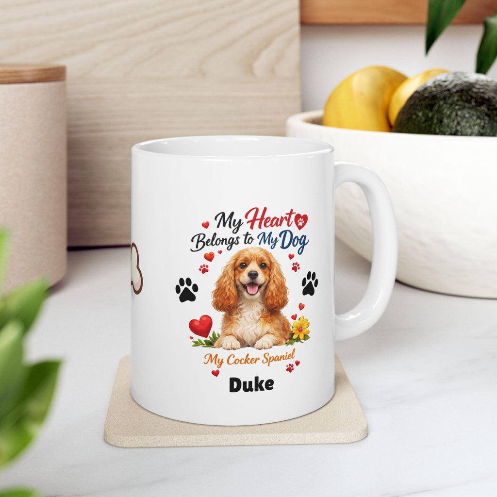 Personalized Cocker Spaniel Mug, My Heart Belongs To My Dog