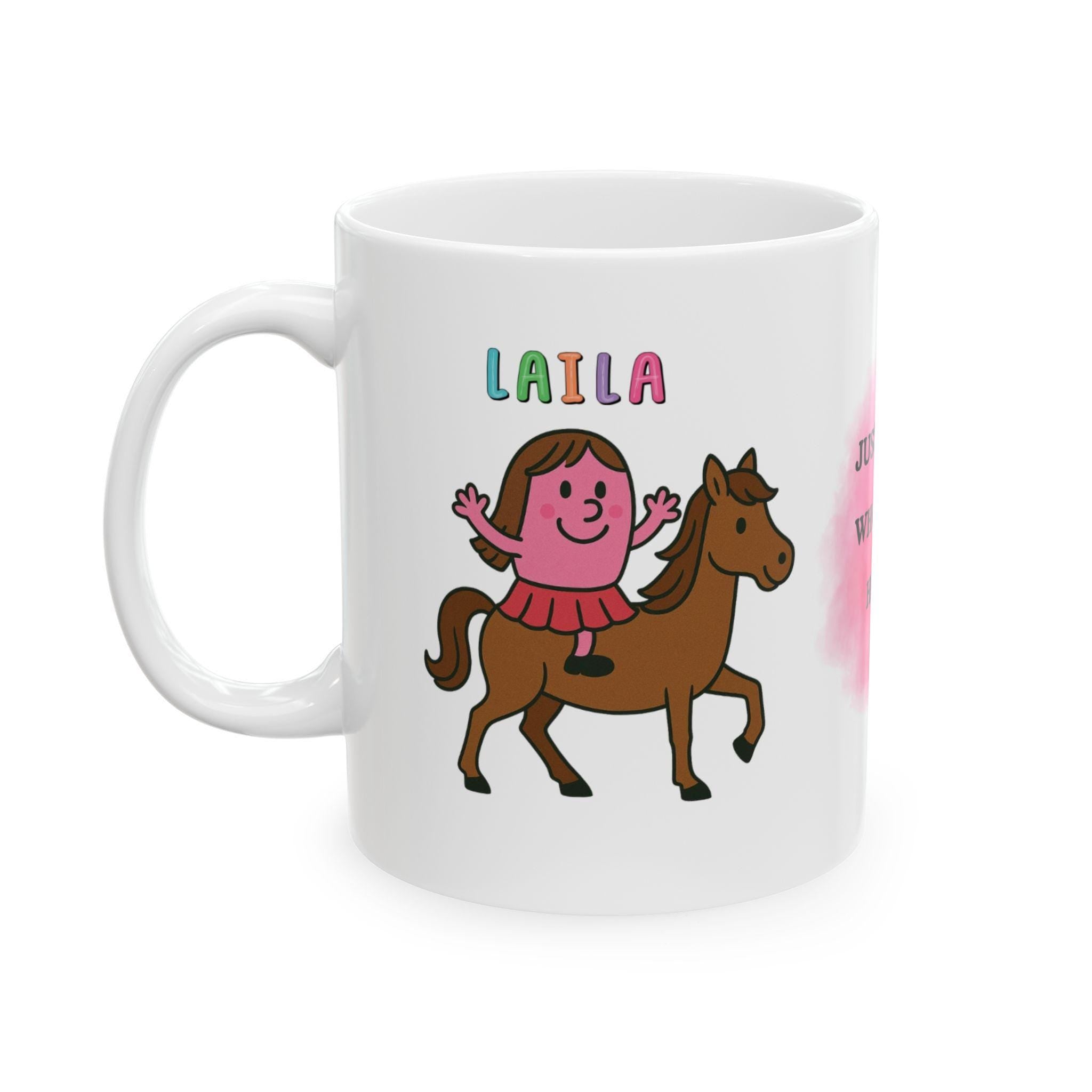Personalised Horse Lover Mug, Girl Riding Horse Illustration