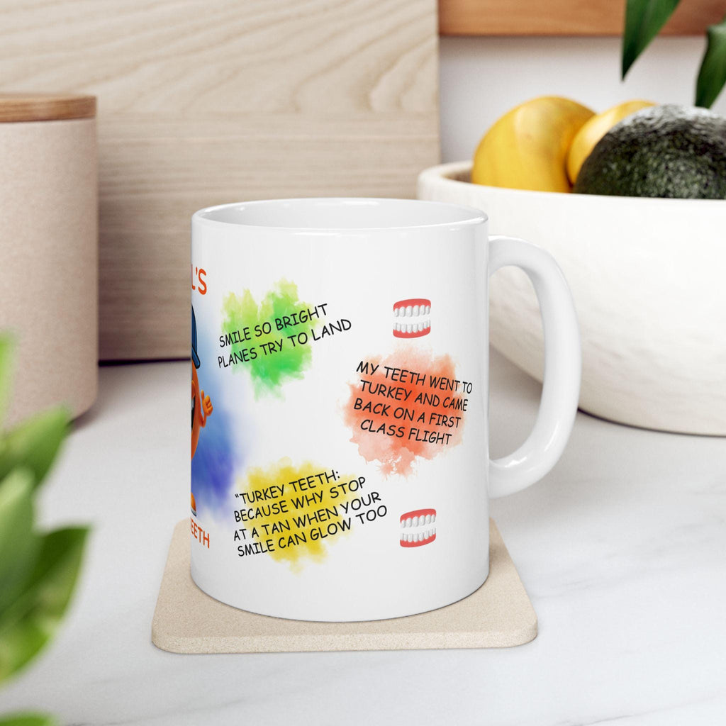 Personalised Turkey Teeth Jokes Mug, Funny Banter Gift