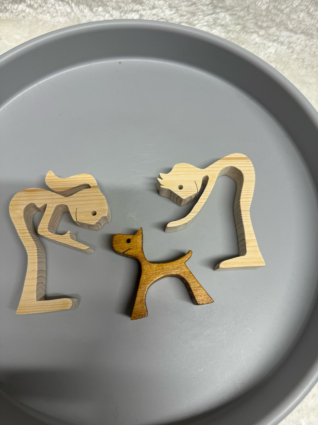 Man woman dog wooden Sculpture, Hand made, Unique, Pine wood, Craftmanship, memorial, Lightweight, Dog lover