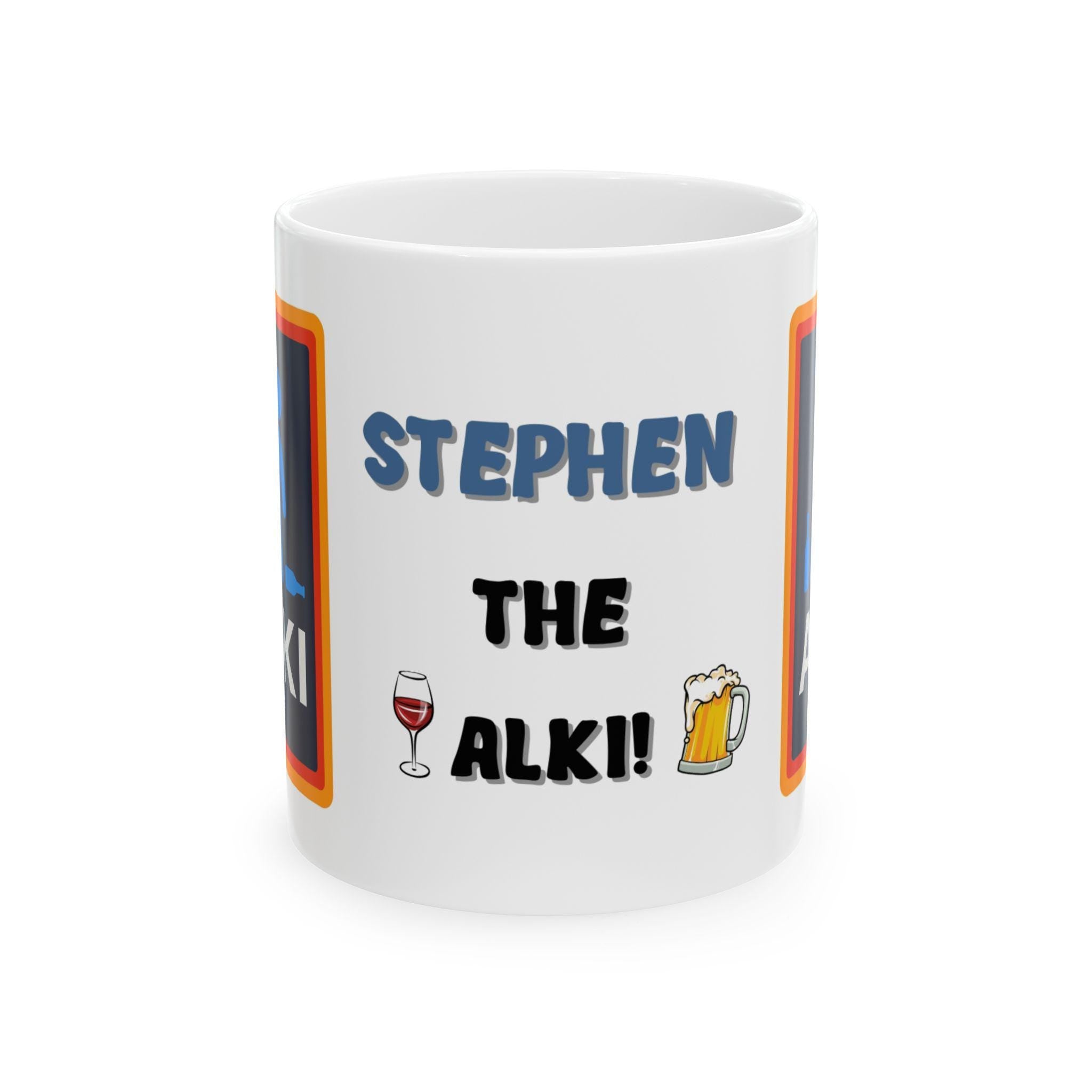 Personalised Alki Alcohol Alcoholic Mug, Funny, Him, Mr, Mrs, Miss, Secret Santa, 11oz Ceramic