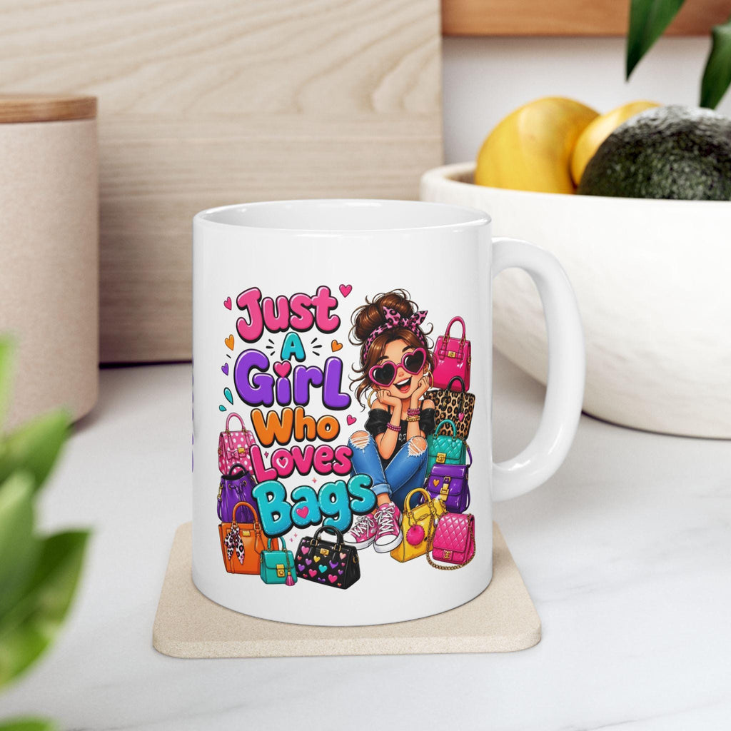 Just a girl who loves bags Mug: Personalised, retail shopping, handbags.