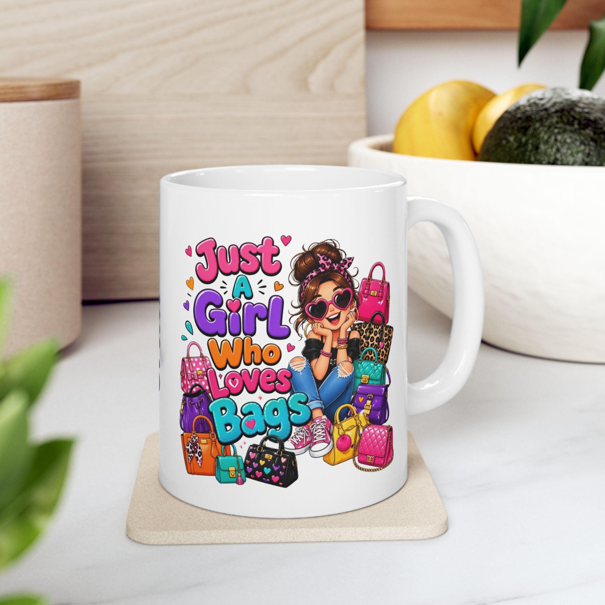 Just a girl who loves bags Mug: Personalised, retail shopping, handbags.