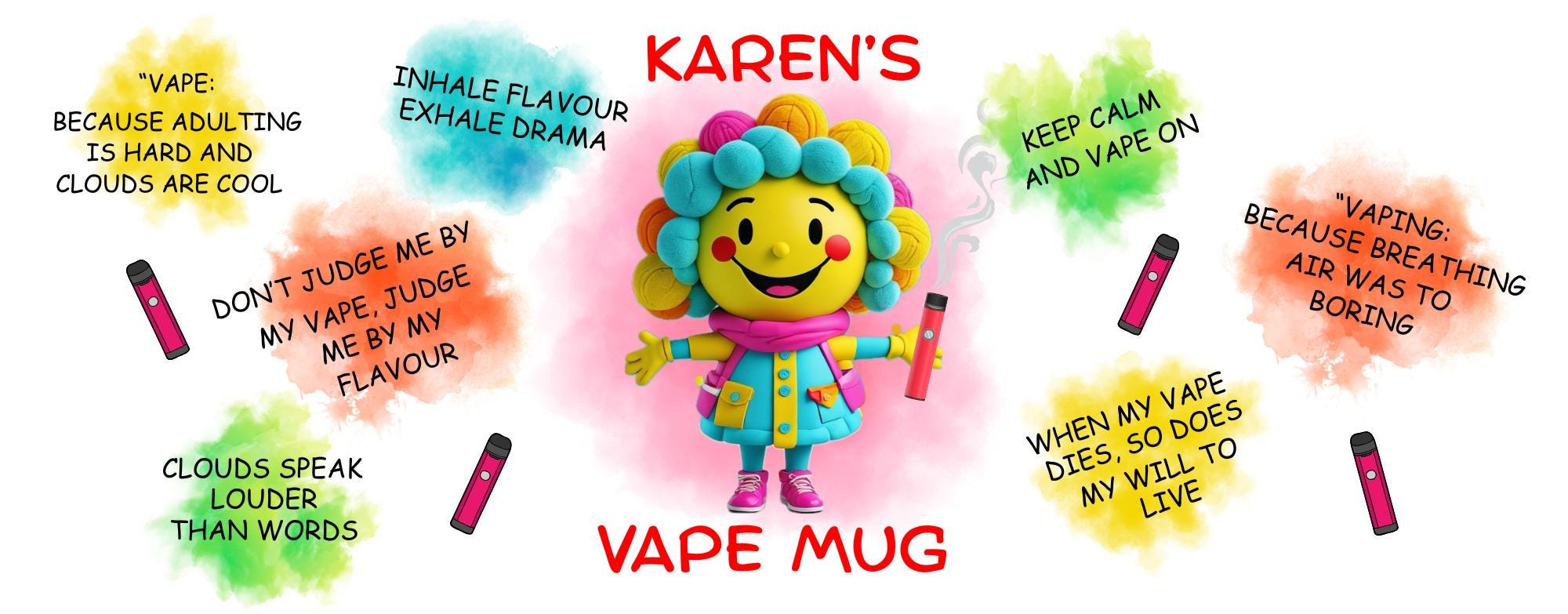 Personalised Funny vape quotes mug, gift, vapers, fun, humour, banter.