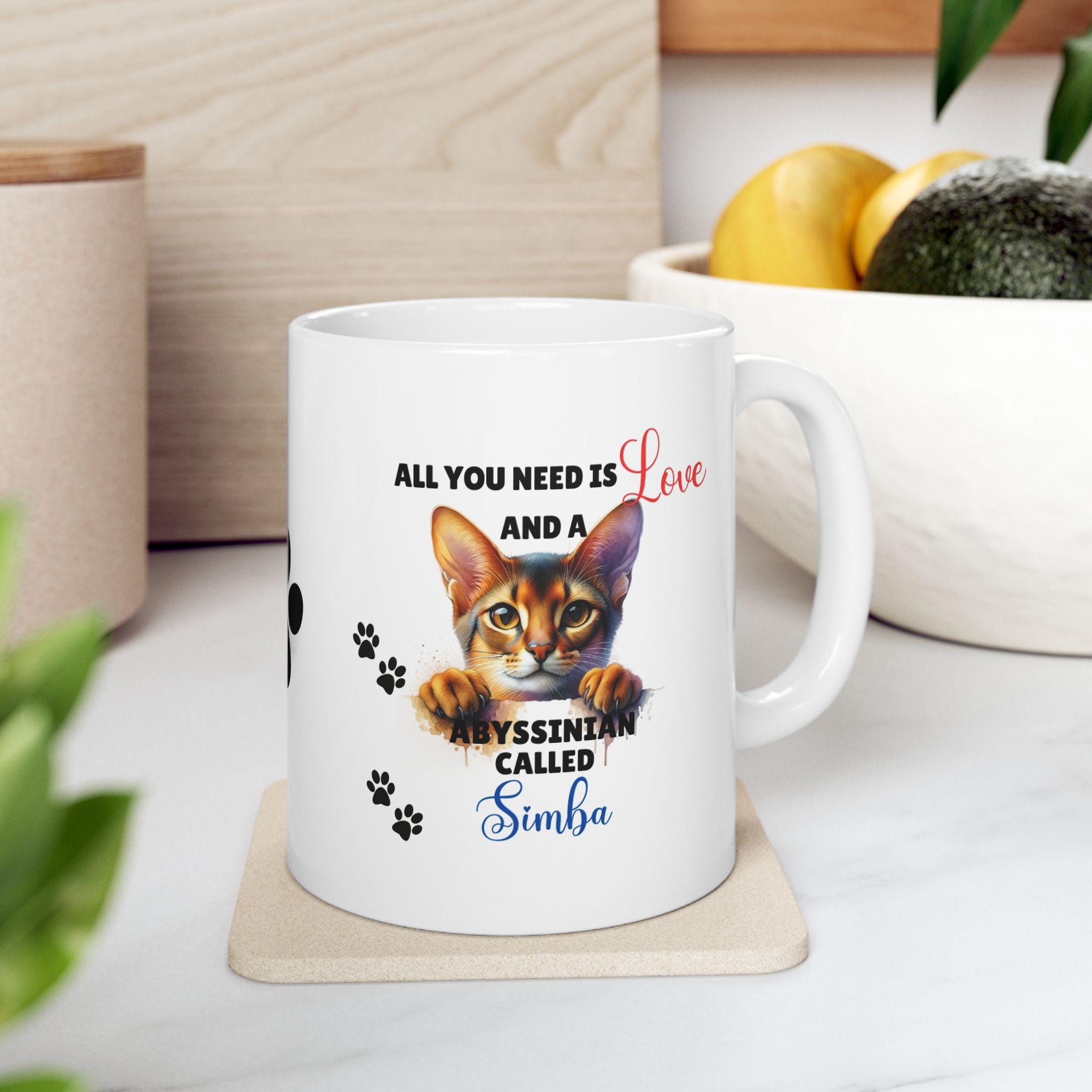 Personalised Abyssinian Cat Mug, Cat Lover Gift