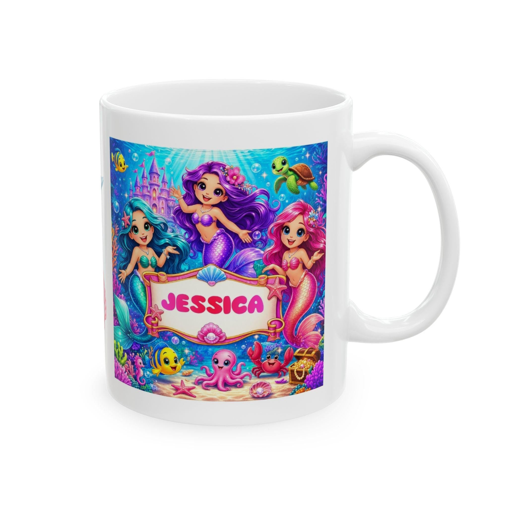 Personalised Children's Mermaid Mug, 11oz Ceramic, Boy, Girl, Sea, Ocean