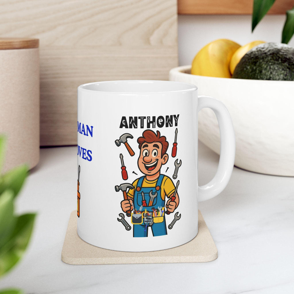 Just a man who loves DIY, mug, personalised, fun, fixing, handyman