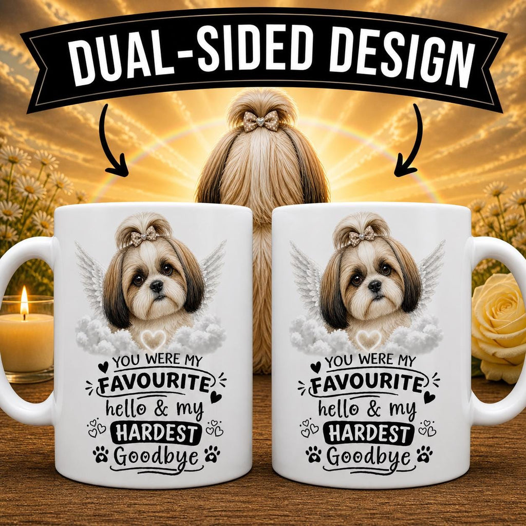 Personalised Shih Tzu Memorial Mug Personalised, Pet Loss Gift, Dog Remembrance Mug, Favourite Hello Hardest Goodbye 11oz