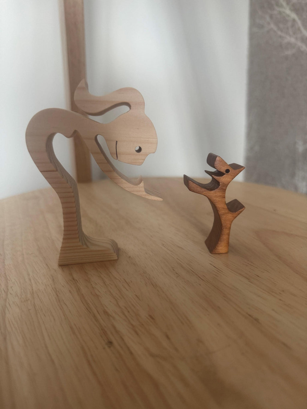 woman and dog, Wooden sculpture, Hand made,  Craftmanship, Animal, Dog, Unique